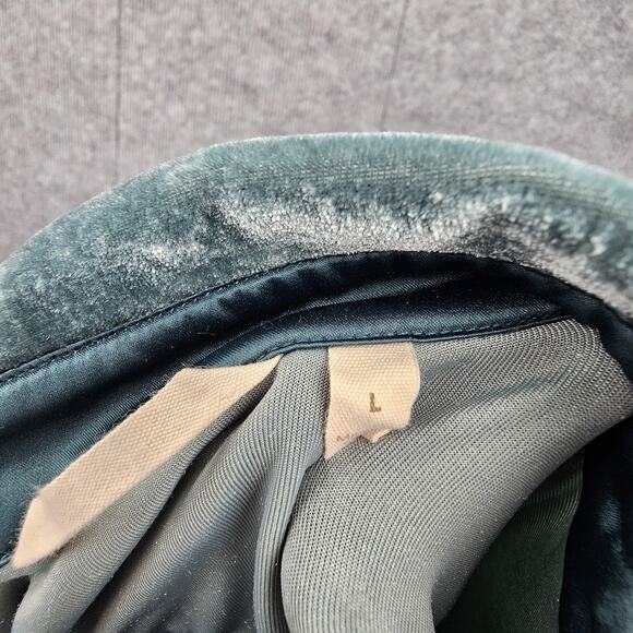 Soft Surroundings Womens Large Velvet Button Down Shirt Boho Retro Teal Layering - Picture 4 of 6